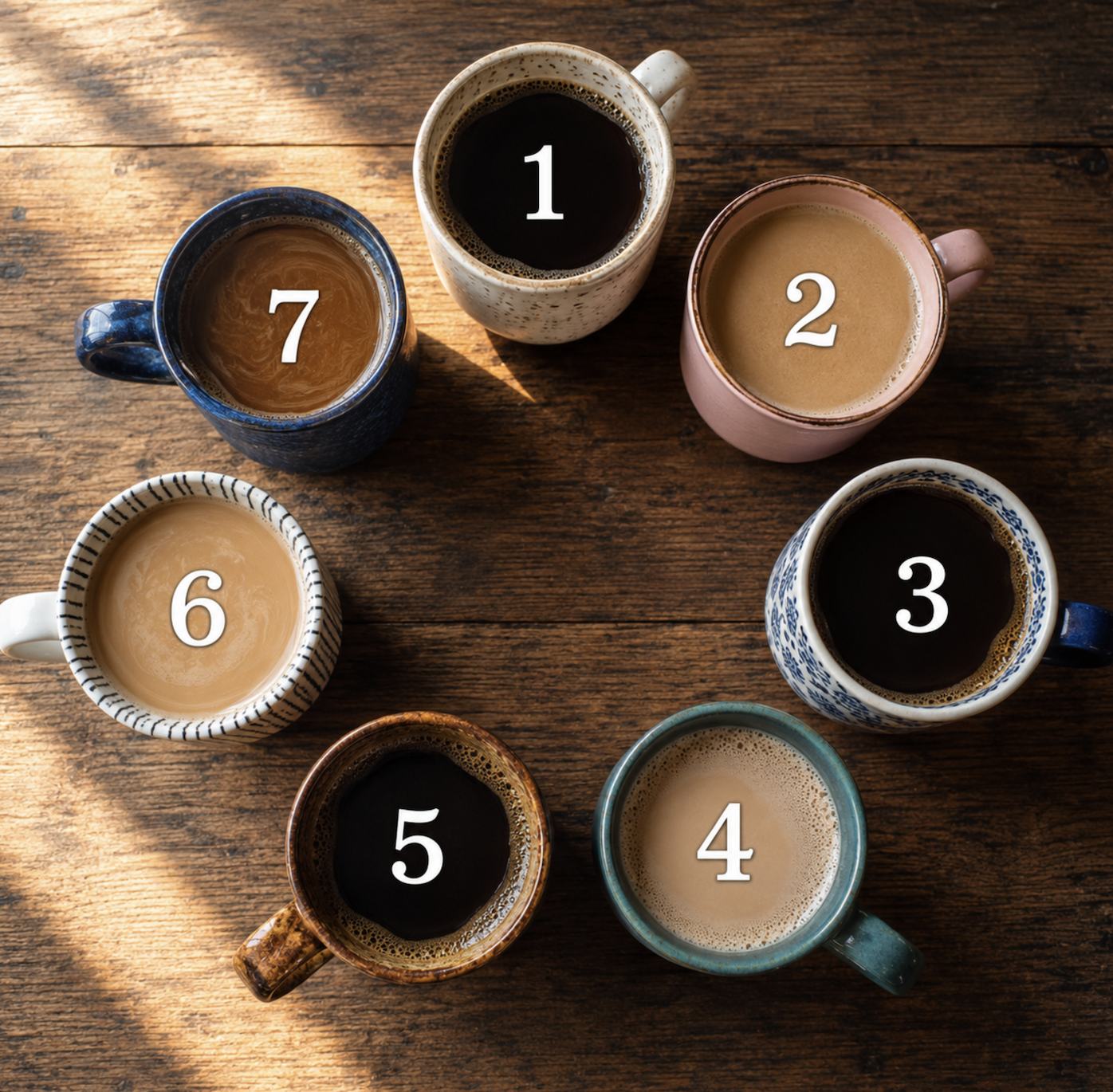 ☕ Choose 3 Cups Out of the 7 Cups Below