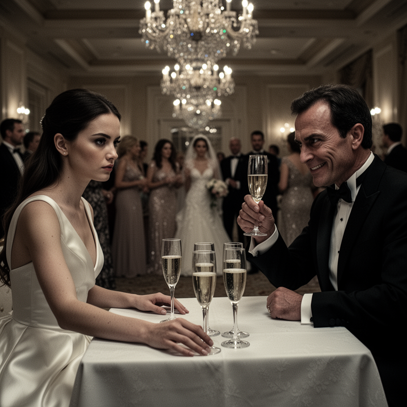 At my wedding reception, I watched my own brother subtly drop something into my champagne flute. Instead of making a scene, I calmly exchanged glasses with him, completely unnoticed. Moments later, he raised his glass, a sinister smile spreading across his face…