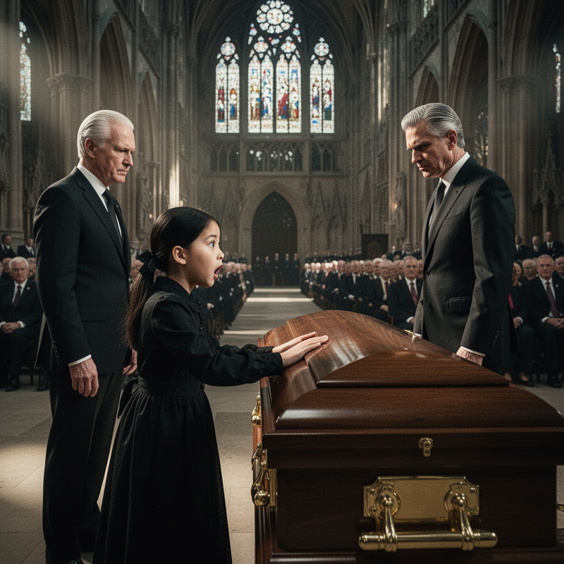 During the solemn state funeral of a retired federal judge in Washington D.C., his ten-year-old stepdaughter suddenly sprinted down the center aisle, screaming that she could hear a faint coughing…