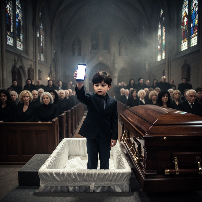 At the lavish memorial service for my half-brother Julian, who had supposedly perished in a tragic yachting accident off Nantucket, my eight-year-old cousin Leo suddenly insisted on opening the mah…