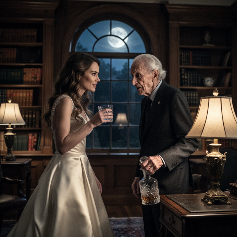 I married my wealthy fiancé’s grandfather to inherit his fortune, but on our wedding night, he looked at me and said, “Now that you’re my wife, I can finally tell you the truth.”