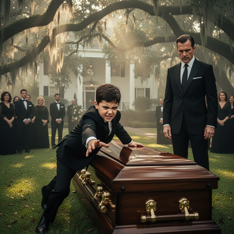 During the lavish funeral of a wealthy, childless aunt at a historic estate in Savannah, her nine-year-old grandnephew suddenly hurled himself into the crowd of grieving mourners to violently shove…
