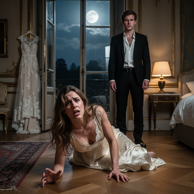 La nuit de nos noces, un cri déchira le silence alors que ma belle-mère fonçait dans la chambre, me trouvant tremblante sur le sol tandis que mon nouveau mari murmurait, le regard vide : “Elle doit…