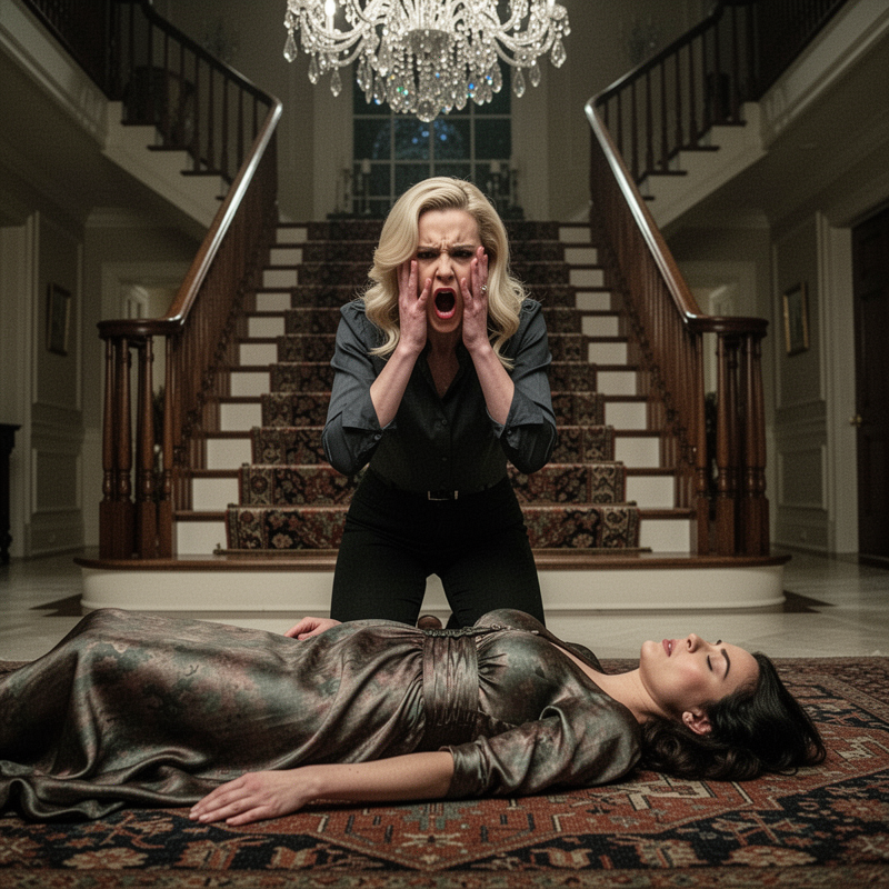 Elena Vance stood at the top of the sweeping wrought-iron staircase in her husband’s sprawling McLean mansion, her seven-month pregnant belly heavily draped in silk, waiting for her sister-in-law C…
