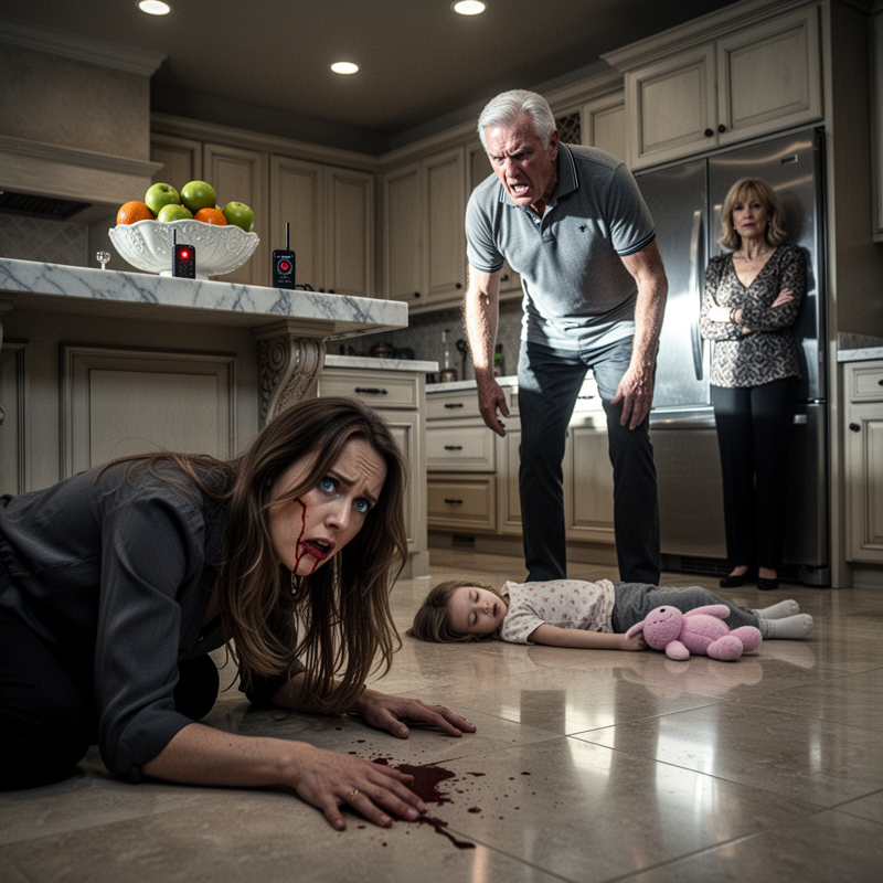 My parents beat me until my blood splattered across the kitchen floor—then my father threw my seven-year-old daughter against the wall… They thought they had destroyed me forever, but a hidden recording and a secret plan would unravel everything they had built.