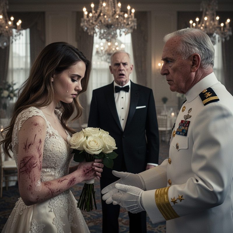 My father saw my scars and refused to walk me down the aisle. As I fought back tears, a four-star Navy Admiral stepped forward, extended his hand, and said, “I know exactly how you earned those scars, Lieutenant.”