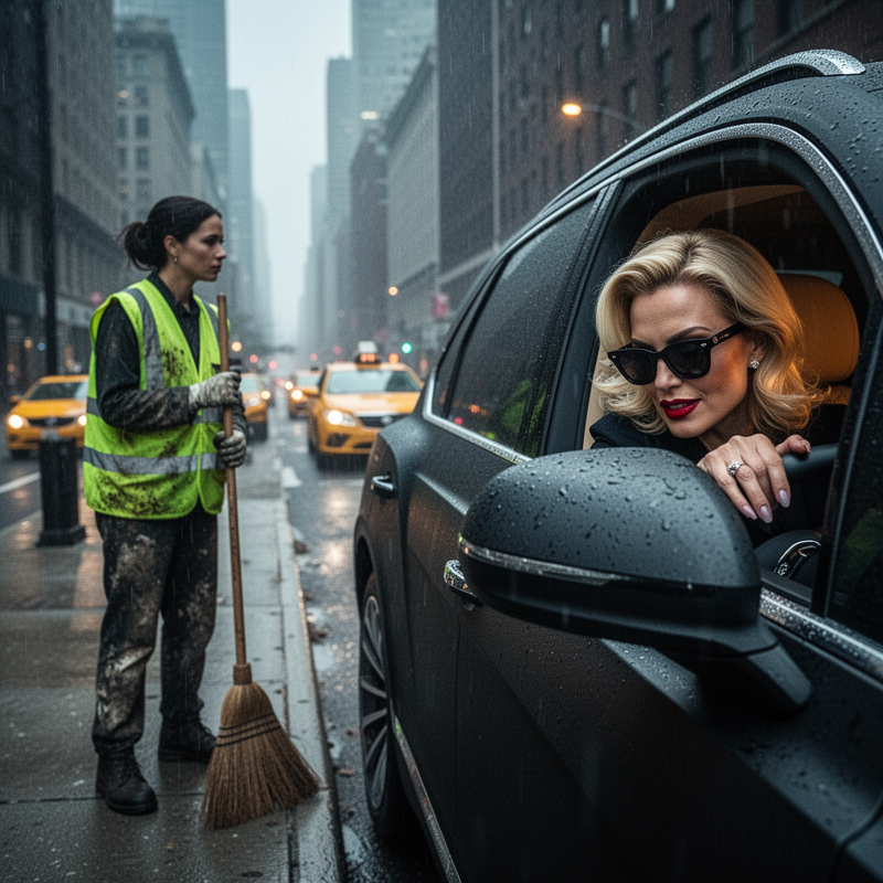 Billionaire wife Scarlett deliberately splashed dirty street water and hurled vicious insults at a humble street cleaner, having no idea the woman was actually a ruthless corporate lawyer in disgui…