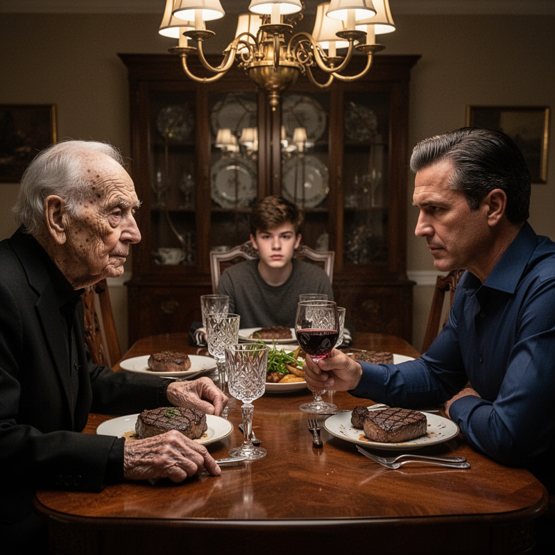 Grandfather suddenly stopped chewing his steak, his fork hovering halfway to his mouth. “Wait a minute… you’ve been paying rent to your own parents for the last three years?” he asked, his old eyes…